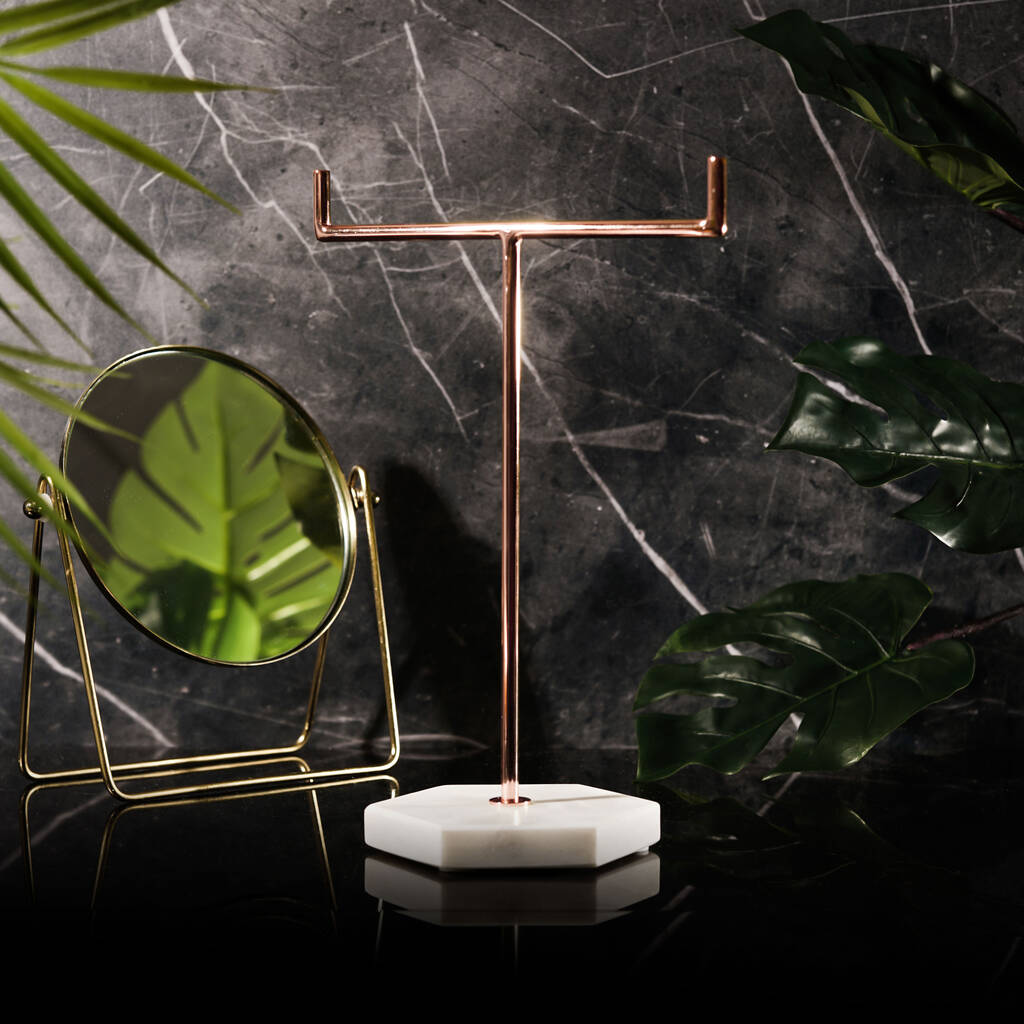 Rose Gold Marble Jewellery Tree Stand, 1 of 4