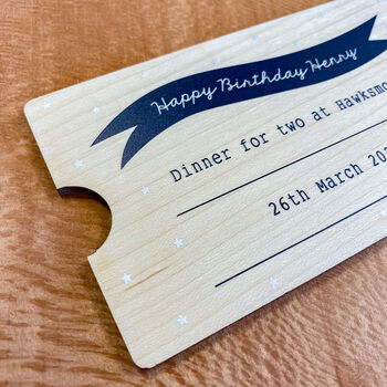 Personalised Wooden Star Ticket Voucher, 3 of 6