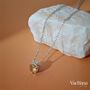 Round Yellow Rhinestone Sterling Silver 925 Necklace, thumbnail 3 of 5