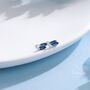 Double Trapezoid Sapphire Blue Cz Screw Back Earrings, thumbnail 3 of 12