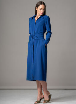 Romina Blue Waist Defining Classic Shirt Dress, 2 of 4
