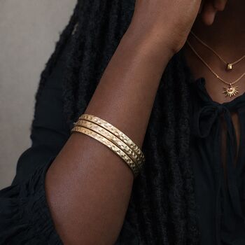 Gold Plated Hammered Triple Bangle Set, 2 of 6