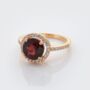 Round Red Garnet 18k Gold Plated Ring, thumbnail 2 of 5