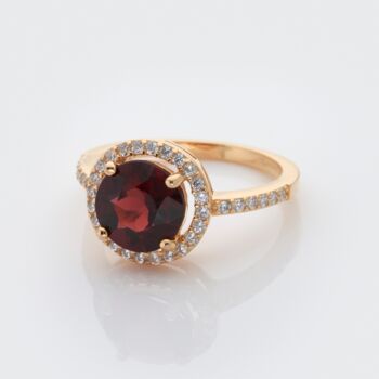 Round Red Garnet 18k Gold Plated Ring, 2 of 5