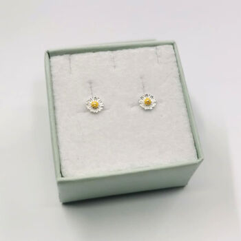 Sterling Silver Daisy Stud Earrings, 7 of 8