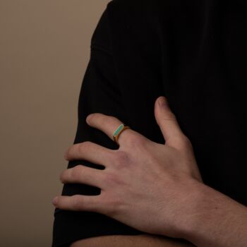 Malachite Green Stone Signet Ring, 3 of 9