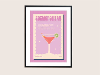 Retro Cosmopolitan Cocktail Print, 3 of 6