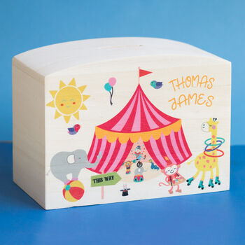 Personalised Circus Themed Money Pot Piggy Bank, 8 of 12