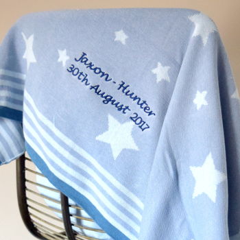 Personalised Star Cotton Baby Pram Blanket, 5 of 6