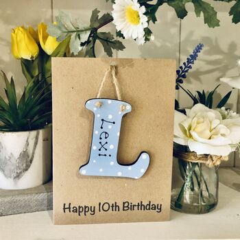 Personalised 10th Birthday Letter Wooden Keepsake Card, 2 of 2