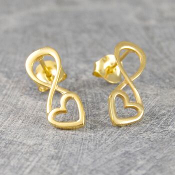 Infinity Heart Outline Sterling Silver Stud Earrings, 4 of 5