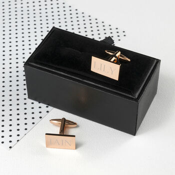 Personalised Rectangle Rose Gold Plated Cufflinks, 7 of 7