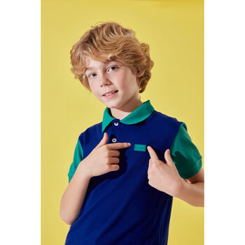 Carlo Boys Cotton Polo T Shirt – Blue And Green, 2 of 3