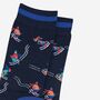 Downhill Skier Bamboo Socks Men's Navy Blue, thumbnail 2 of 4