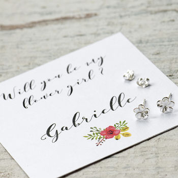 Personalised Will You Be My Flower Girl Stud Earrings, 4 of 12