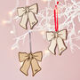 Personalised Wooden Bow Christmas Decoration, thumbnail 1 of 6