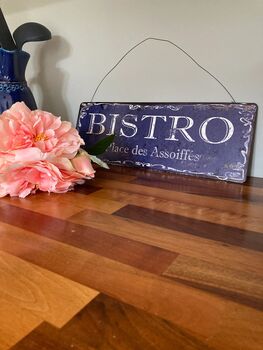 40cm Blue French Bistro Metal Sign Vintage Wall Plaque, 4 of 5