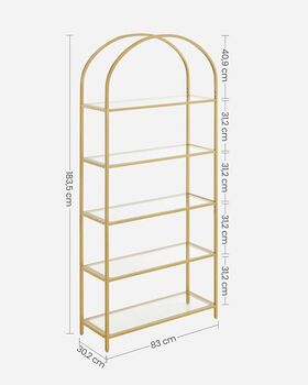 Five Tier Shelf Tempered Glass Rack Arched Design, 12 of 12