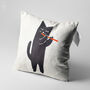 Cushion Cover With Musician Black Cat Illustration, thumbnail 3 of 10