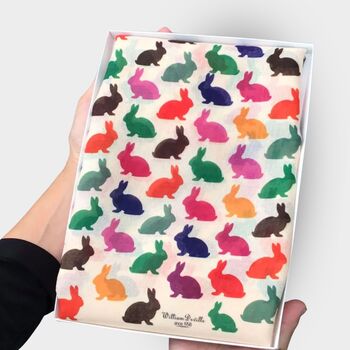 Colourful Bunnies Print Scarf In Personalised Gift Box, 2 of 5