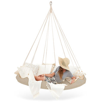 Outdoor Luxury Hanging Teepee Bed In Sand, 5 of 6