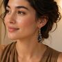 Long Gold Plated Grey Crystal Bead Cluster Earrings, thumbnail 1 of 6