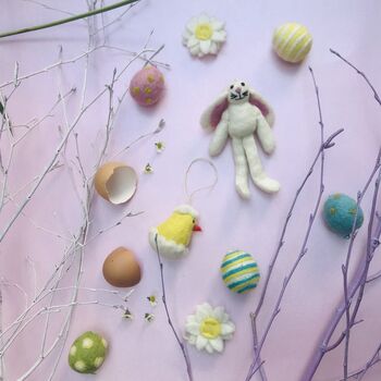 Handmade Felt Baby Chicklet Hanging Easter Decoration, 2 of 3