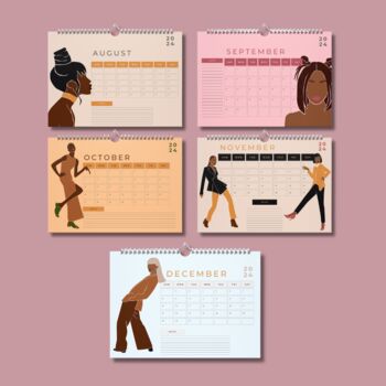 2024 Calendar Black Woman Fashion A3 Large Wall Mounted, 4 of 4