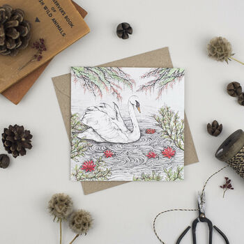 'Swan' Christmas Card, 2 of 2
