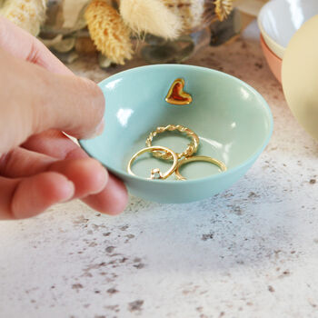 Small Pastel Ring Dish With A Gold Heart, 2 of 9