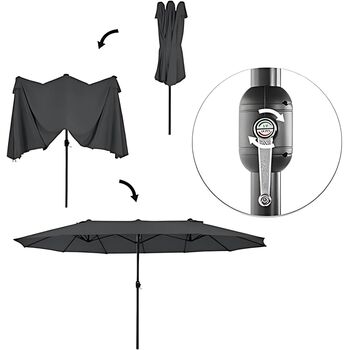 Large Double Sided Twin Garden Parasol With Crank, 6 of 8