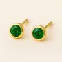 Gold Plated Sterling Silver May Emerald Birthstone Stud Earrings, thumbnail 1 of 6