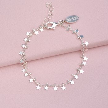 Personalised Silver Star Cluster Necklace And Bracelet Set, 5 of 8