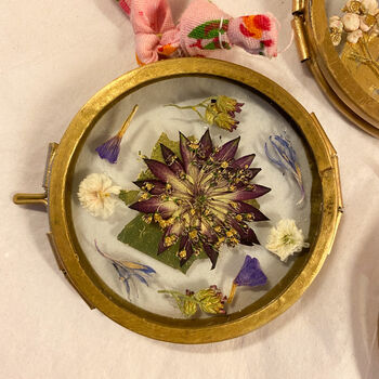 Circular Mini Gilded Mixed Pressed Flower Frame, 2 of 3