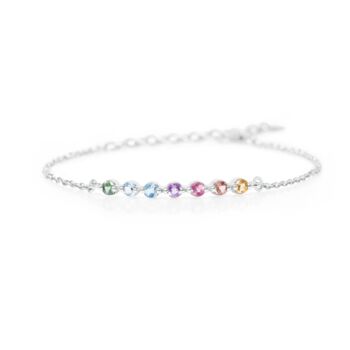 Pastel Rainbow Gemstone Bracelet In Sterling Silver And Gold, 9 of 11