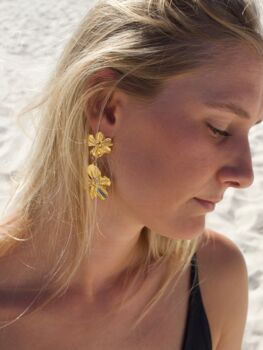 Flora Earrings 18k Gold Plated + Pearl Waterproof, 8 of 10