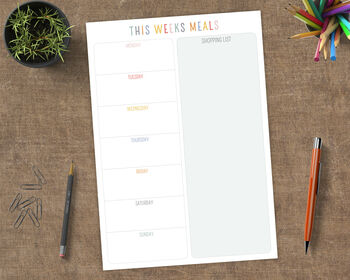 Personalised Weekly Meal Planner Tear Off Notepad, 3 of 4