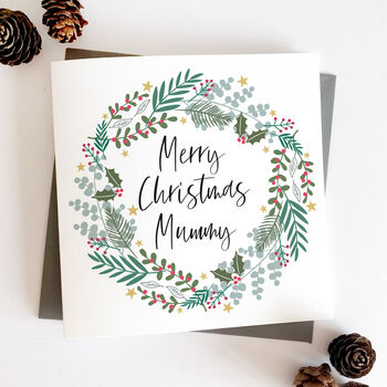 Mummy / Daddy Wreath Christmas Card, 2 of 7