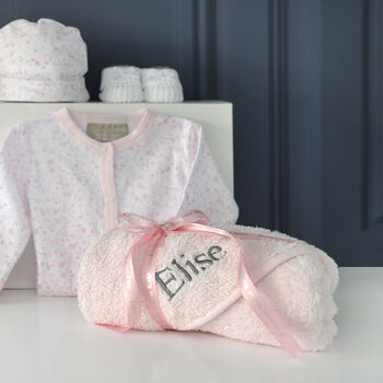 Personalised Pink Baby Towel And Pink Baby Gift Set, 9 of 9