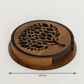 Wooden Tea Coaster With Stand Tree Design, 5 of 7