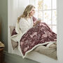 Woodland Folk Wine Electric Heated Sherpa Throw 140x180cm, thumbnail 1 of 3