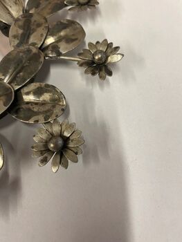 15cm Round Decorative Mirror Gold Metal Flower Design, 6 of 6