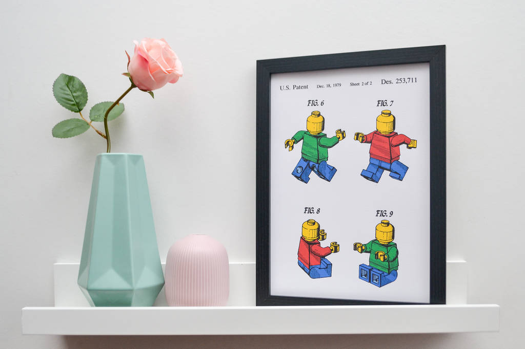 framed lego man sheet two patent art print by lelloliving