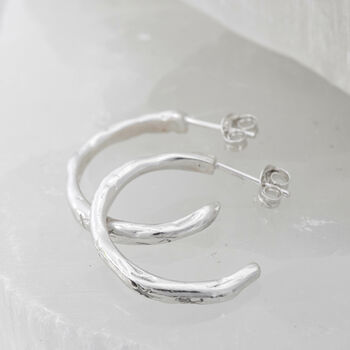 Celestial Shooting Star Medium Silver Hoops, 3 of 6