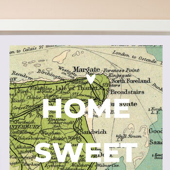 Personalised Vintage Map Special Location Print With Heart, 4 of 4