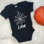 Personalised Spider Web First Halloween Babygrow, thumbnail 1 of 3