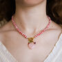 Gemstone Rose Quartz Heart Gingham Bracelet, thumbnail 5 of 6