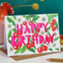 Happy Birthday Cherry Floral Birthday Card, thumbnail 1 of 5