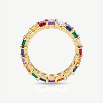Women's Rainbow Ring With Colourful Baguette Stones In 18k Gold, 5 of 5