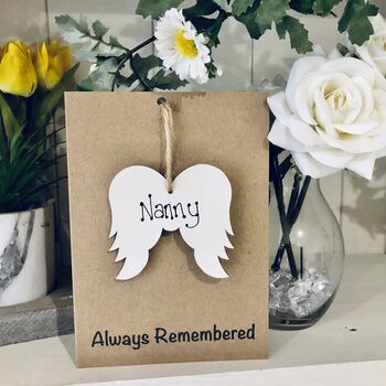 Personalised Remembrance Card Angel Wooden Keepsake, 5 of 7
